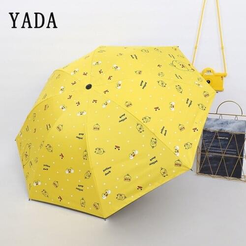YADA Charm Cartoon Little Yellow Duck Umbrella Folding Children Rain Women uv Umbrella For Women Windproof Patio Umbrellas YS629