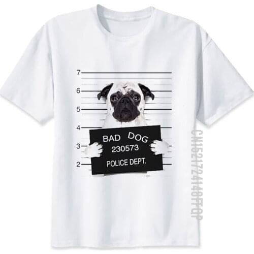 Funny T Shirts For Men Animal Dog Pug Cat T-shirt Hachiko French Bulldog Graphic Tops Tees Mugshot Tshirt 100% Cotton
