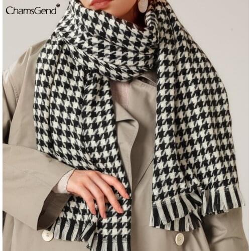 Womens Knitted Cashmere Plaid Scarf Winter Warm Tassels Scarves Pashmina Neck Wraps Long Poncho Stole Woman Warm Scarf