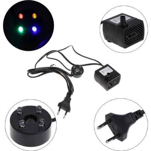 1PC AC 220V 3W Submersible Water Pump LED Aquarium Fountain Fish Pond Tank EU Plug