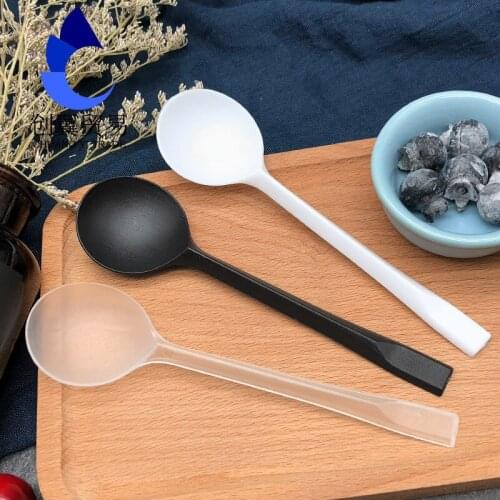 100pcs /pack Thick round head Disposable spoon Dessert spoon Matte Beetle spoon individual package Porridge spoon Soup spoon