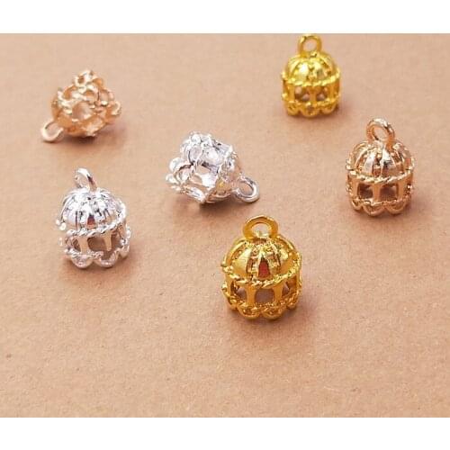 20PCS 12*15mm Fashion Metal Alloy Pendant Gold/KC Gold/Silver Color Cage Pendant Charm DIY Jewelry Findings