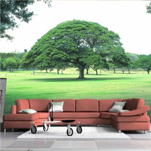 Dropship Custom 3d Mural 3D Stereo Green Tree Scenery Landscape Mural Custom Living Room Forest Wallpaper Photo Wallpaper