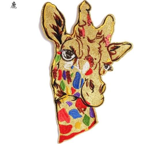 Cartoon Animal Sequins Appliques 3D Diy Embroidery Colors Giraffe Clothing Accessories Sew On Patches for T-shirt Stickers