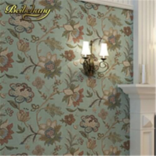 Beibehang papel de parede. Greeen Natural vintage rustic garden printed floral metallic wallpaper bedroom living room background