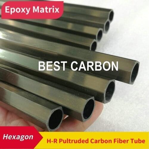 FREE SHIPPING 500mm length Hexagon-Round Shape Epoxy Matrix Resin Pultruded Carbon Fiber Tube