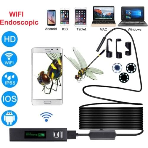 Guzcadun Wireless Wifi Borescope probe Video Inspection for Android/iOS phone hd 1200p endoscope camera Semi Rigid Tube Camera