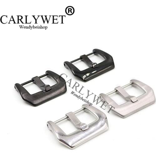 CARLYWET 18 20 22 24 26mm Top High Quality Silver Black Screw Buckle Stainless Steel for Brand Watch Band Strap For Luminor