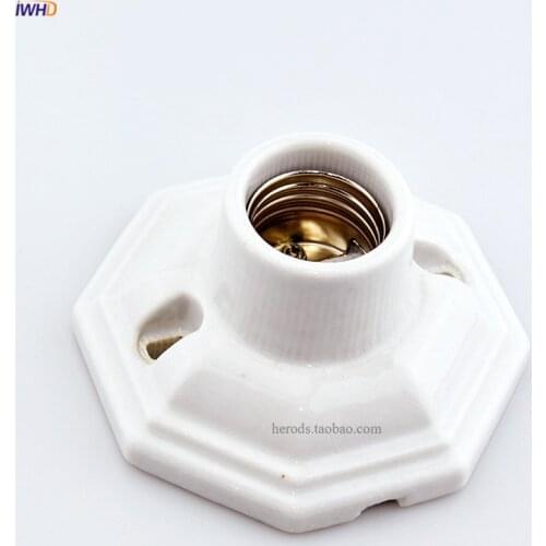 IWHD Portalamparas Vintage Lamp Holder E27 Socket Lamp Base For Table Lamp Douille Fitting E27 Bulb Holder Lampholder Creamic