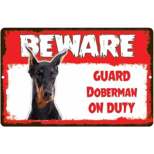 Dawasaru Beware Guard Doberman Dog on Duty Warning Car Sticker Personalized Decal Truck Motorcycle Auto Accessories PVC,13cm*8cm