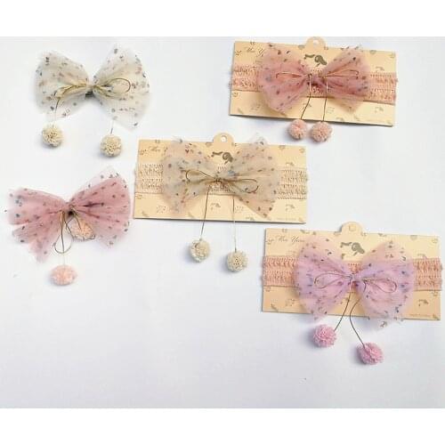 Baby Hairband Autumn Big Bows Headband for Girls Cotton Mesh Children Headwear Korean Thin Headdress Kids Hair Accessories
