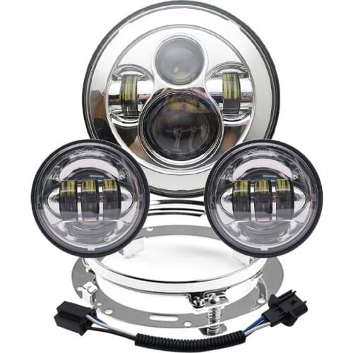 Motorcycle 7 inch Moto LED Headlight with 4-1/2" 4.5inch LED Auxiliary Fog Passing Light Lamp for H-arley Touring Electra Glide