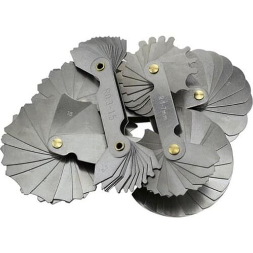 4pcs Radius Gauges R0.3-1.5 R1-7 R7.5-15 R15.5-25 Stainless Steel Concave Convex arc Measuring Tools