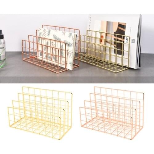 Wrought Iron Grid Desktop Letter File Holder Office Desk Organizer File Sorter