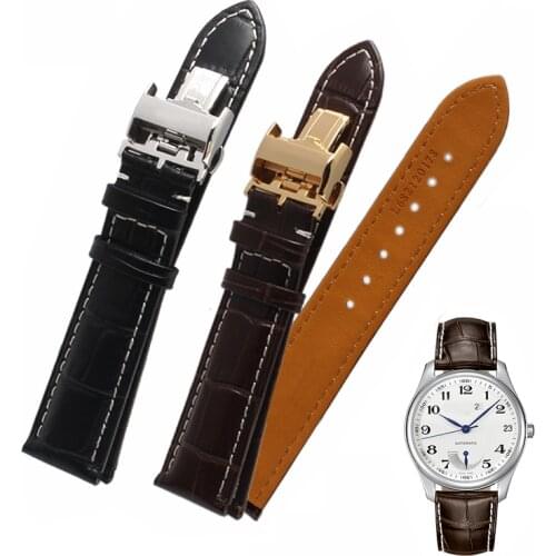 Leather Watchbands For Longines Masters Collection Watch Accessories Genuine Leather Calfskin Strap Watch Bracelet Belt Chain