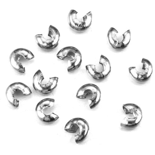 50pcs/lot Stainless steel Round Covers Crimp End Beads Dia 5 mm Stopper Spacer Beads For DIY Jewelry Making Findings Supplies