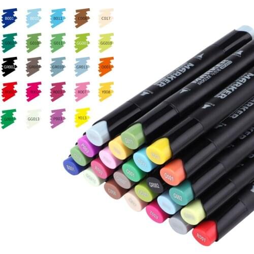 24pcs A Box of Baoke MP2911#24 Oily Marker POP Advertising Pen Marker Double-headed Color Marker 24 Colors