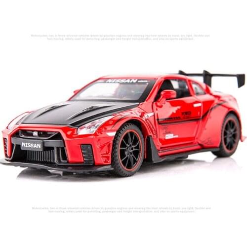 1：32 Simulation GTR R35 alloy car model childrens acousto-optic return toy car birthday gift Racing car red car
