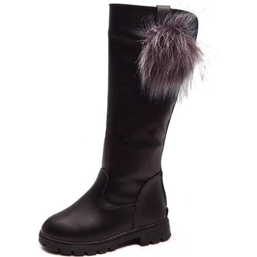 Fashion Baby Girls kids Boots Thicken plush Knee-High Leather Boots For Girls Stuents Children Boots Light Weight Winter 2021