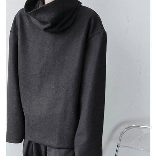 Sweater mens spring and autumn loose casual bottoming shirt mens Korean BF lazy high garden collar oversize top coat