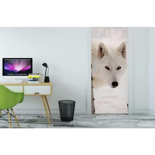 3D Winter Wolf Wall Art Door Mural Wallpaper mural Wall Print Decal Wall Deco Wall Mural Photo self adhesive door wrap
