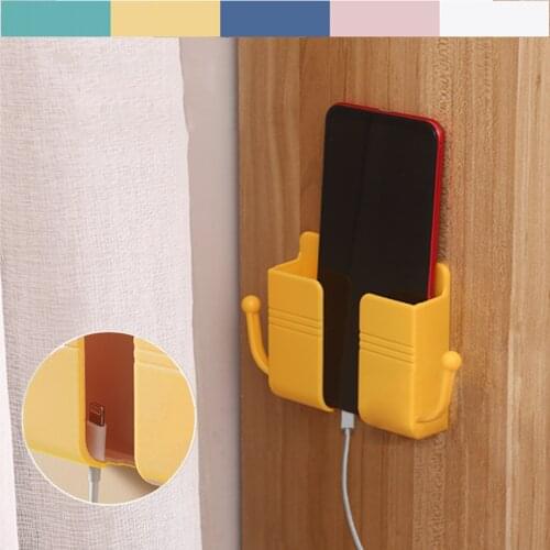 Wall Mounted Mobile Phone Charging Organizer Remote Control Office Storage Box Multifunction Stand Rack Phone Plug Wall Holder