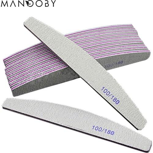 Sandpaper Nail File Lime 100/180 Double Side Sanding Buffer Block Set Grey Nail Files For UV Gel Polish Manicure Tool