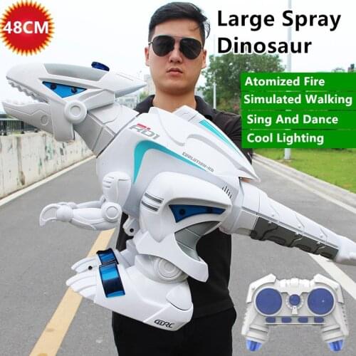 Oversized RC Dinosaur 58CM Atomized Spitfire Simulation Walking Singing and Dancing Cool Lighting Childrens Toy Dinosaur Model