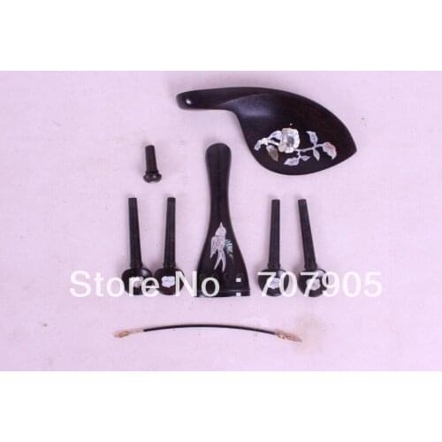 New 4/4 violin parts ebony Inlay,peg chinrest tailpiece tail gut endpin #W8