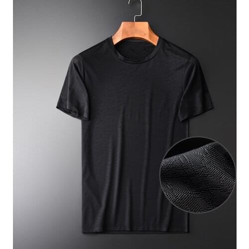 Summer New O-neck Short Sleeve Slim Fashion Dark Grain Thin And Light Breathable Mens T-shirts Plus Size