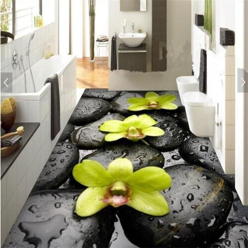 Beibehang Wallpaper custom living room wall wallpaper wall painting floor stone water drop orchid bathroom 3D floor floor tile