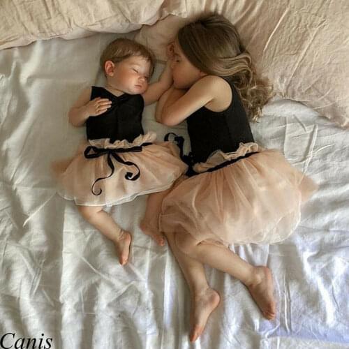 0-5Y Summer Toddler Kids Baby Girls Princess Dres Ruffles Bow Lace Patchwork Sleeveless Knee-Length Tutu Dress