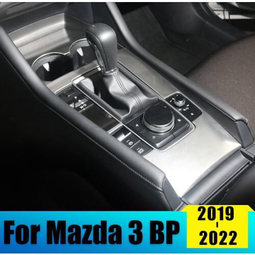 Stainless Steel Car Gear Shift Box Panel Cover Car Water Cup Holder Sticker For Mazda 3 Alexa 2019 2020 Auto Accessories