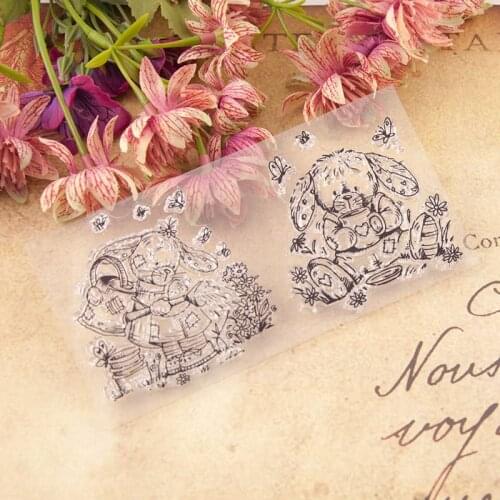 Rabbit Happy Easter Transparent Clear Silicone Stamp Seal DIY Scrapbooking Photo Album Decorative Clear Stamp Sheets T1051