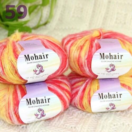 Sale New 4BallsX25g Luxury Soft Mohair Warm Wrap Shawl Hand Knit Crochet Yarn 291-59-4 Red Yellow Multi