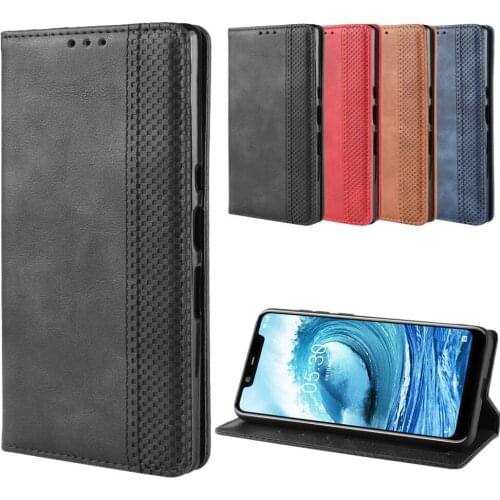 Luxury Retro Slim Leather Flip Cover For Nokia 5.1 Plus Case Wallet Card Stand Magnetic Book Cover For Nokia X5 TA-1109 Cases