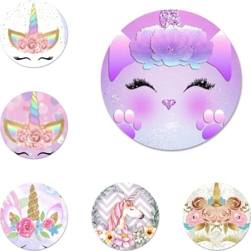 Unicorn flower Pink Icons Pins Badge Decoration Brooches Metal Badges For Clothes Backpack Decoration 58mm
