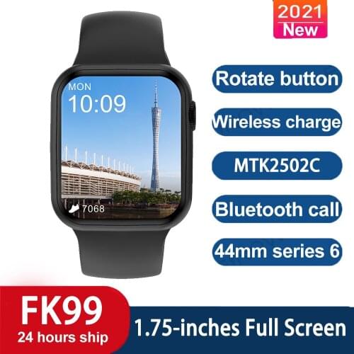 Original iwo FK99 Smart Watch 2021 New 44MM Music Play on watch Bluetooth Call Wireless Charger Heart Rate Monitor Smartwatch