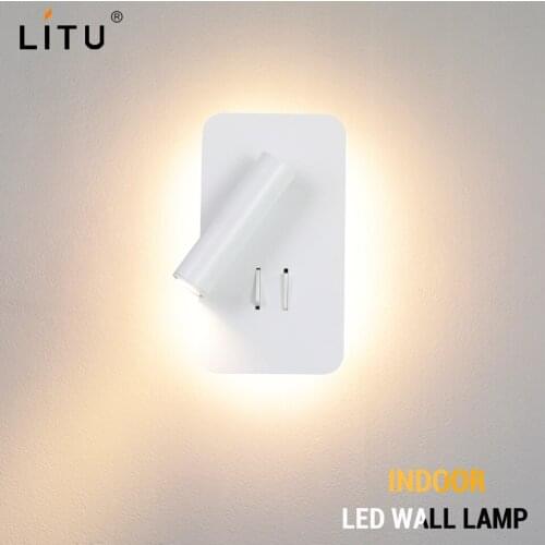 Led indoor wall lamps 3W 7W hotel bedside reading wall lamp modern wall sconce stair with switch wall light bedroom backlight