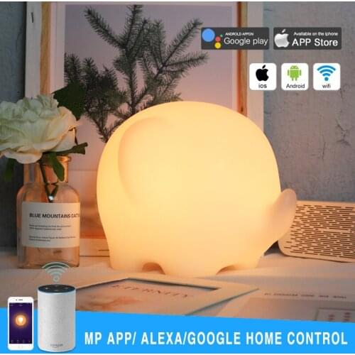 Smart Life WiFi APP Remote Control RGB Night Light Cartoon Elephant Dimmable Table Lamp Xmas Gift Works With Google Home Alexa