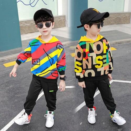Geometry Spring Autumn Childrens Clothes Set Boys Sweatshirts + Pants 2pcs/Set Kids School Beach Costume Teenage Girl Clothing