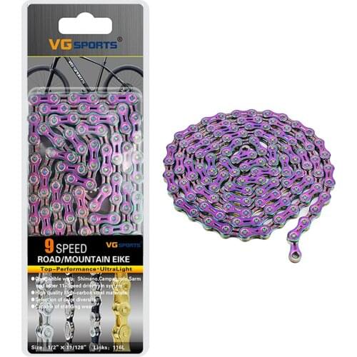 VG Sports 8 9 10 11 speed Bicycle chain 116 Links half hollow bike chain mountain road bike full hollow chains ultralight silver