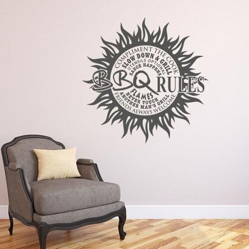 YOYOYU BBQ Rules Sun Art Vinyl Wall Sticker Removeable Decal Bedroom Livingroom Home Decorative Art Poster ZX504