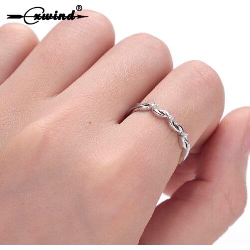 Cxwind New Cubic Zirconia Infinity Symbol Ring CZ Forever Endless Love Promise Band Ring Eternity Friendship for Women Girls