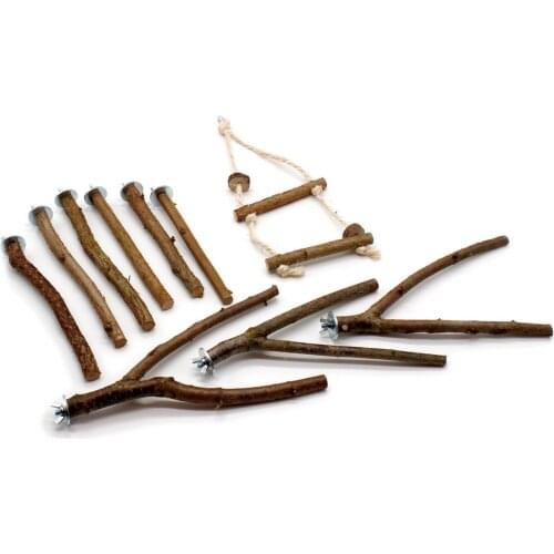 Parrot Chew Toys Bird Toy Log Toy Playground Set Station Bar Stand Swing Soft Bridge Branch