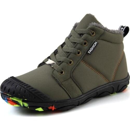 Winter Kids Boots for Boys Ankle Sno Boot Girls Warm Cotton Shoes Rubber Non-slip Waterproof Cloth Plush Children Martin Boots