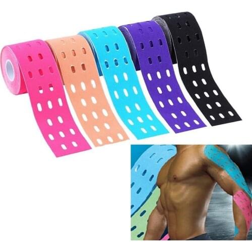1PC Elastic Chest Stick Sports Tape Kinesiology Muscle Exercise Care Elastic Physiotherapy Roll Perforated Therapy Tape Adhesive