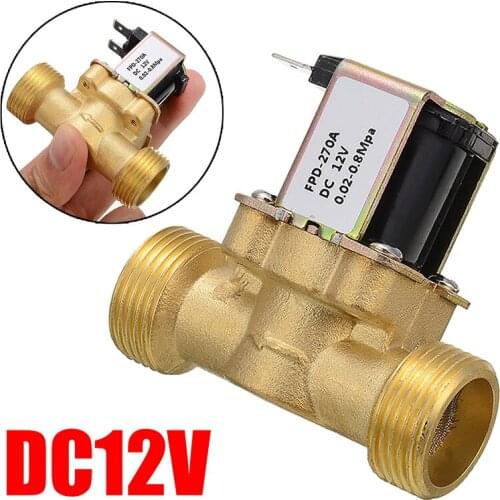Practical G3/4 DC 12V Solenoid Valve Electric Water Valve N/C Normally Closed Water Valve Brass Water Flow Switch
