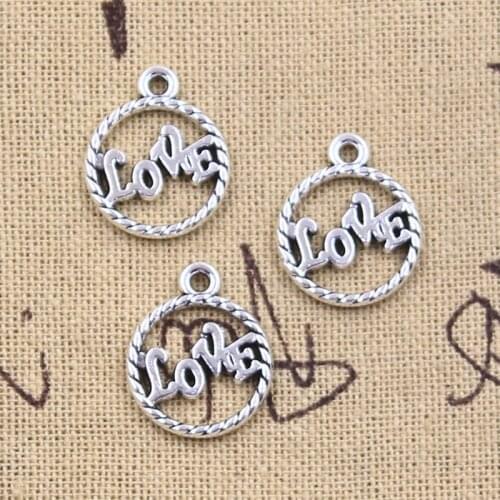 15pcs Charms love 19x15mm Antique Silver Color Pendants Making DIY Handmade Tibetan Finding Jewelry
