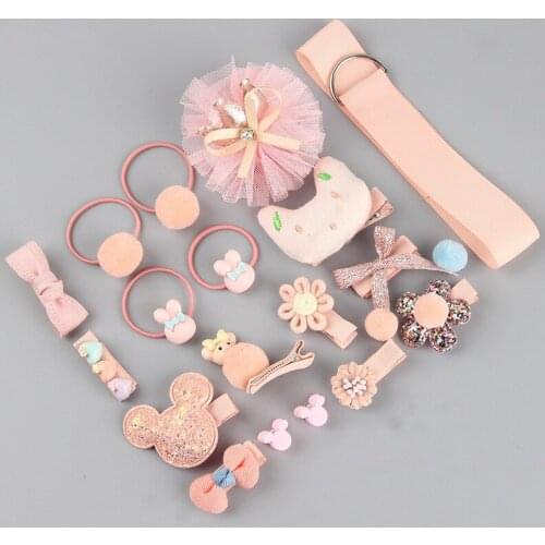 18 Pcs Baby Girl Hair Clip Lovely Bow Elastic Hair Band Accessories Ponytail Hair Clip Set Suitable for Girls Young Children